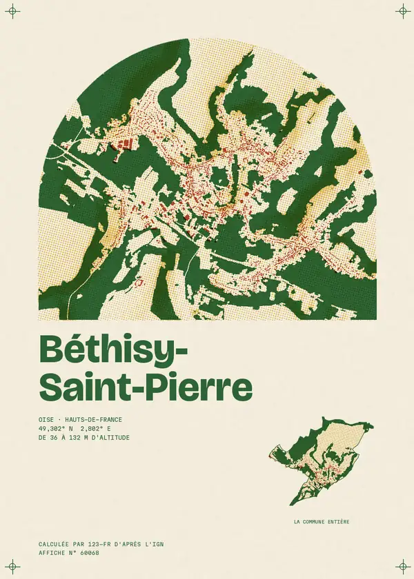 Affiche de Béthisy-Saint-Pierre, calculée par 123-fr d'après l'IGN