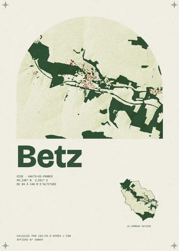 Affiche de Betz, calculée par 123-fr d'après l'IGN