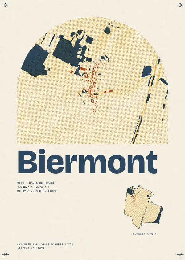 Affiche de Biermont, calculée par 123-fr d'après l'IGN