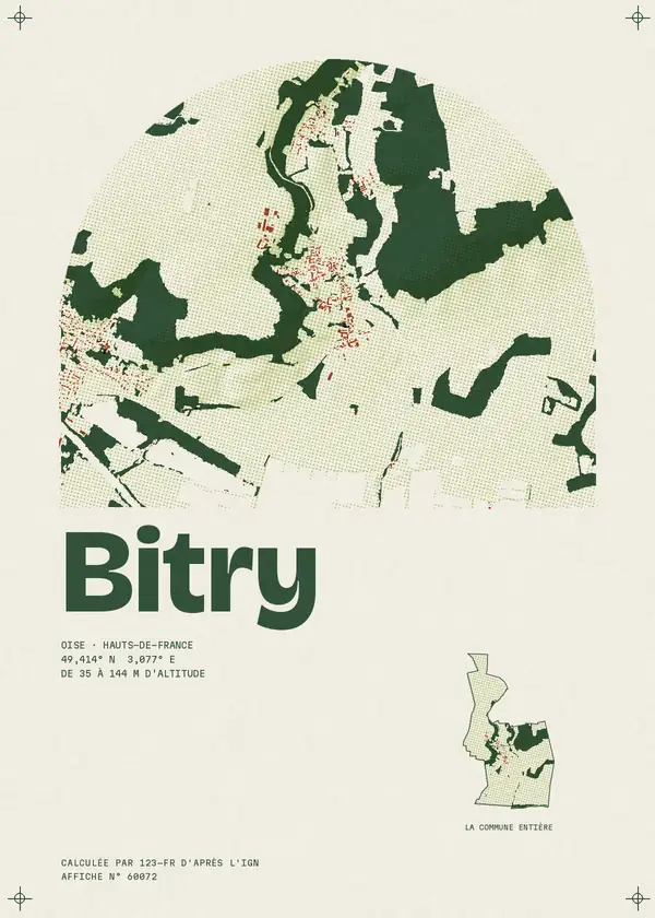 Affiche de Bitry, calculée d'après l'IGN