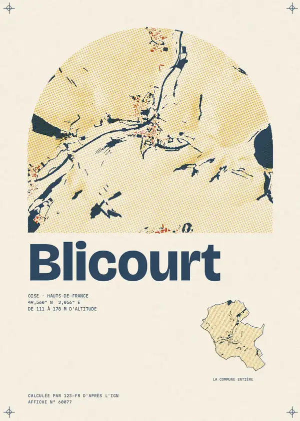 Affiche de Blicourt, calculée par 123-fr d'après l'IGN