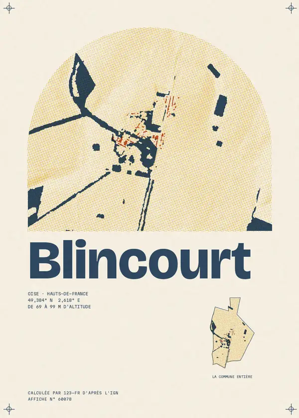 Affiche de Blincourt, calculée par 123-fr d'après l'IGN