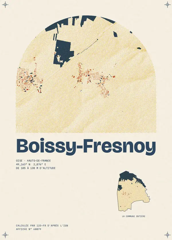 Affiche de Boissy-Fresnoy, calculée par 123-fr d'après l'IGN