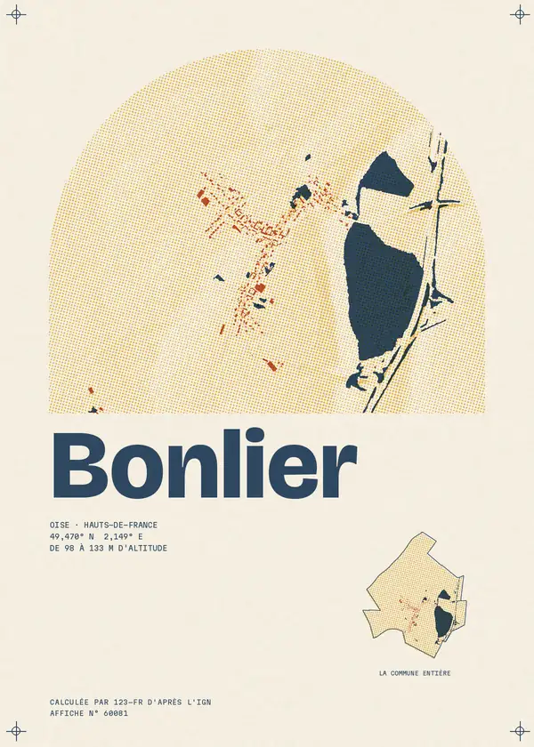 Affiche de Bonlier, calculée par 123-fr d'après l'IGN