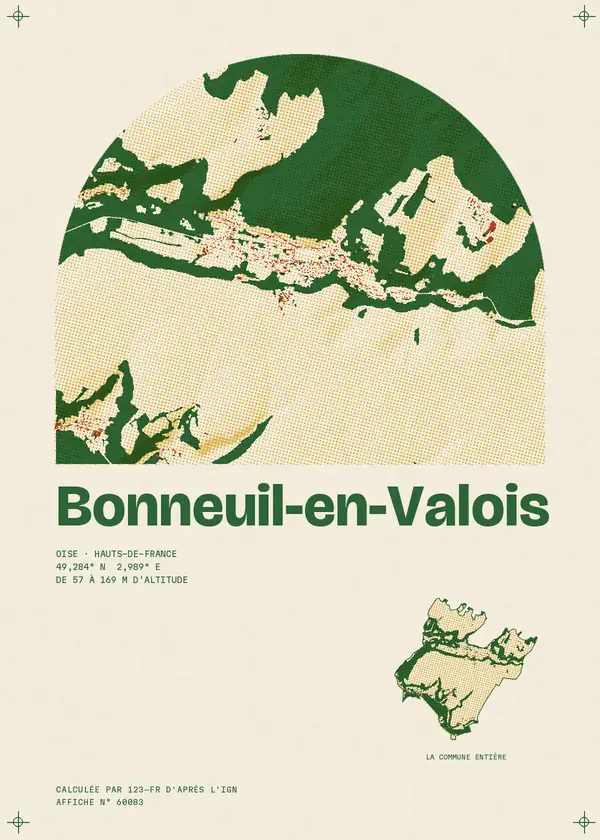 Affiche de Bonneuil-en-Valois, calculée par 123-fr d'après l'IGN