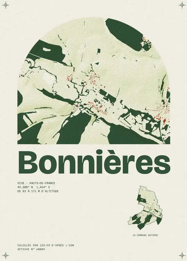 Affiche de Bonnières, calculée par 123-fr d'après l'IGN