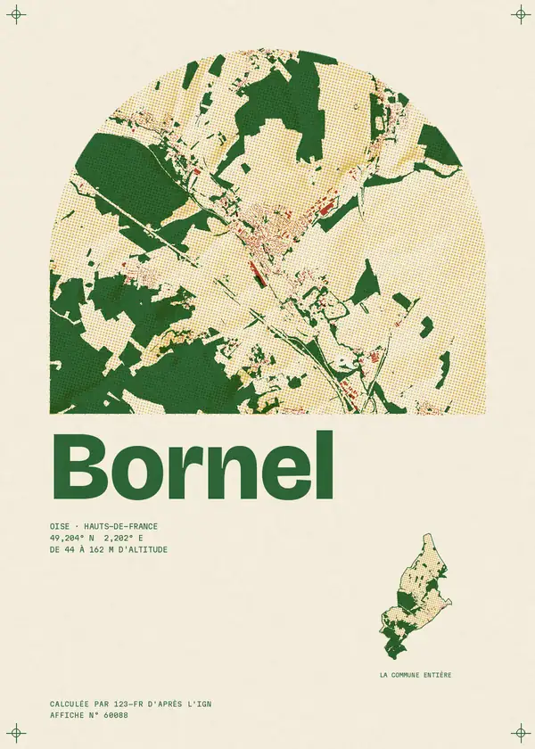 Affiche de Bornel, calculée par 123-fr d'après l'IGN