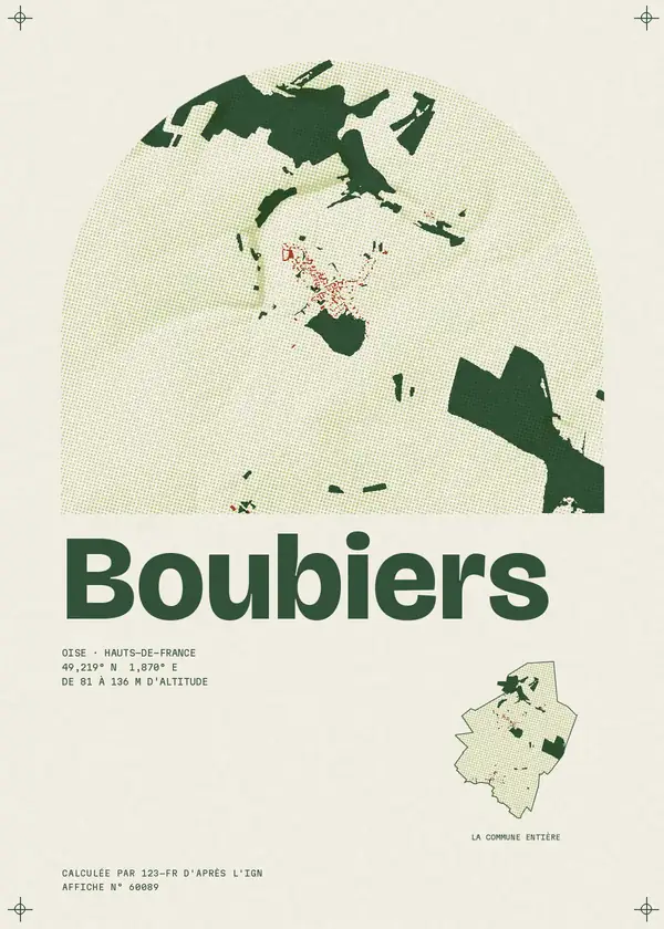 Affiche de Boubiers, calculée par 123-fr d'après l'IGN
