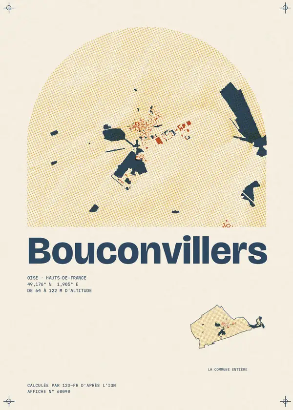 Affiche de Bouconvillers, calculée par 123-fr d'après l'IGN