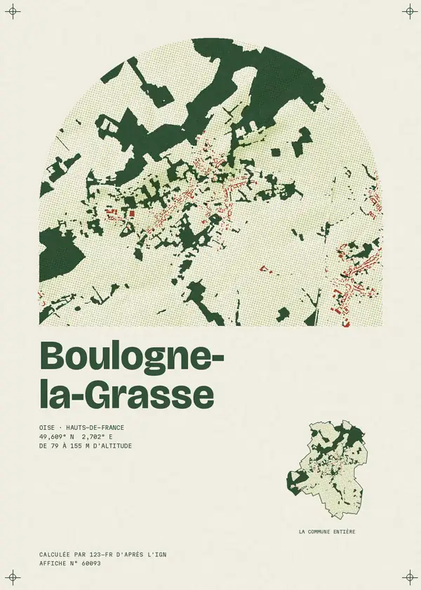Affiche de Boulogne-la-Grasse, calculée par 123-fr d'après l'IGN