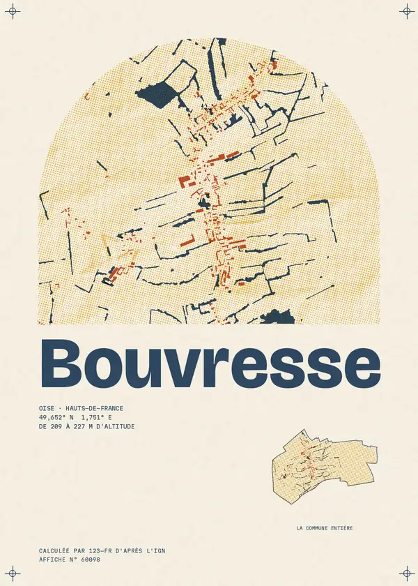 Affiche de Bouvresse, calculée par 123-fr d'après l'IGN