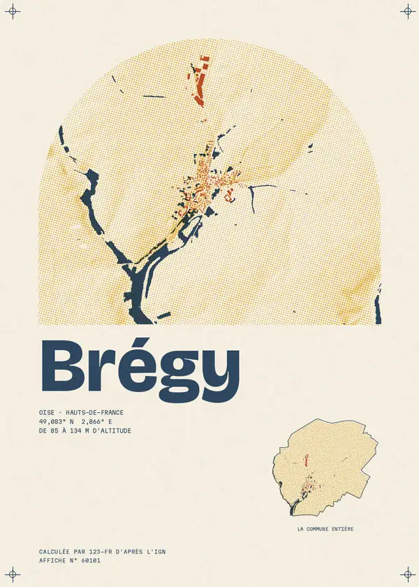 Affiche de Brégy, calculée par 123-fr d'après l'IGN