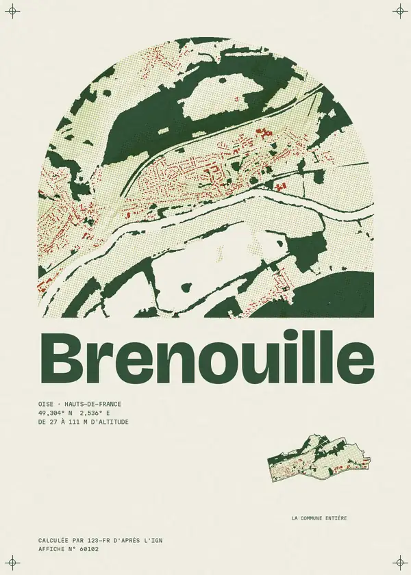 Affiche de Brenouille, calculée par 123-fr d'après l'IGN