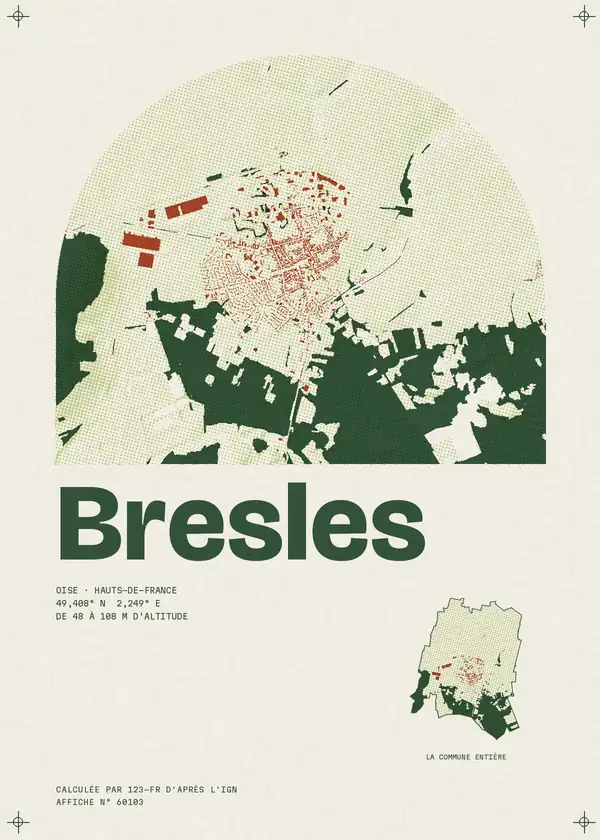 Affiche de Bresles, calculée par 123-fr d'après l'IGN