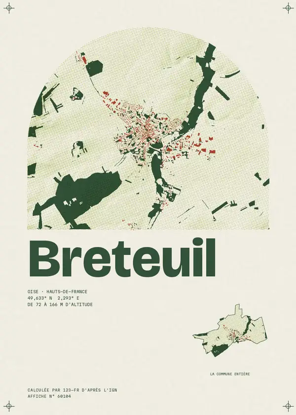 Affiche de Breteuil, calculée par 123-fr d'après l'IGN