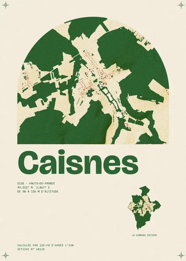 Affiche de Caisnes, calculée par 123-fr d'après l'IGN