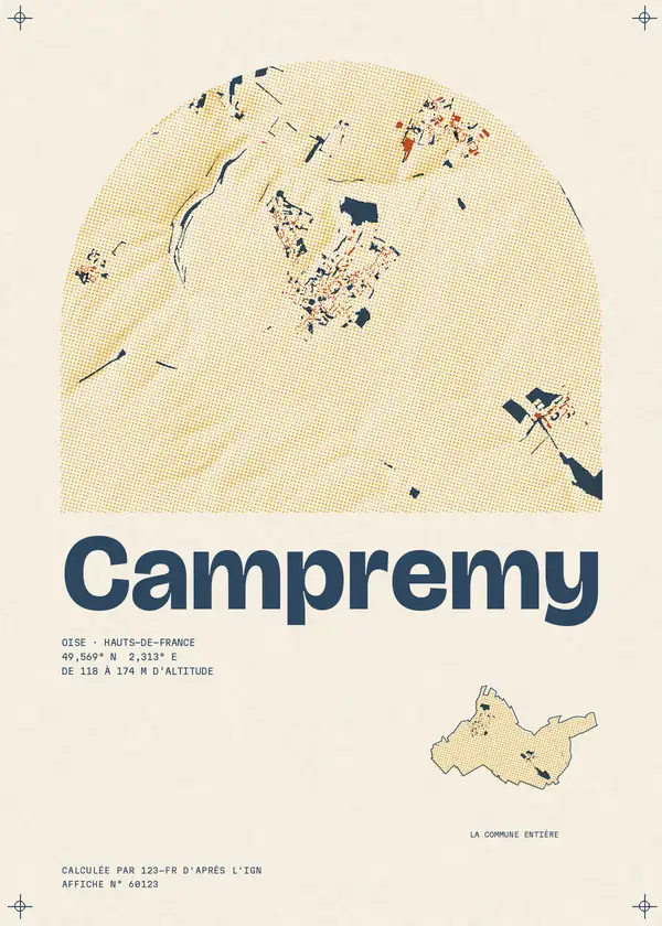 Affiche de Campremy, calculée par 123-fr d'après l'IGN
