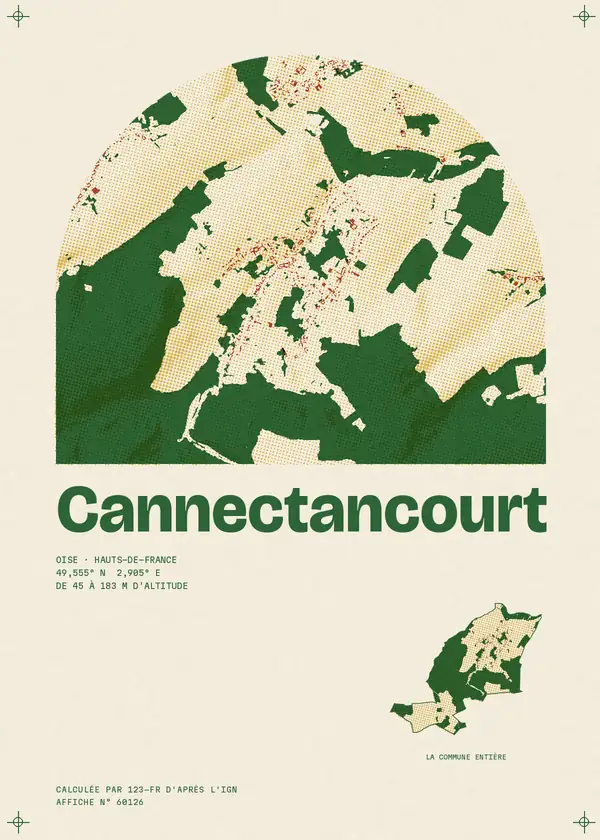 Affiche de Cannectancourt, calculée par 123-fr d'après l'IGN