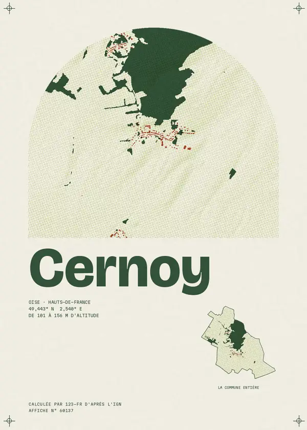Affiche de Cernoy, calculée par 123-fr d'après l'IGN