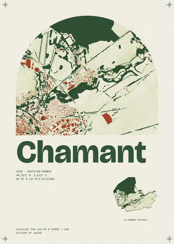 Affiche de Chamant, calculée par 123-fr d'après l'IGN