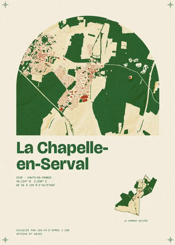 Affiche de La Chapelle-en-Serval, calculée par 123-fr d'après l'IGN