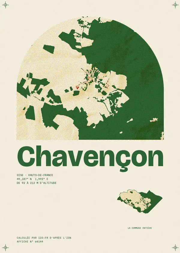 Affiche de Chavençon, calculée par 123-fr d'après l'IGN