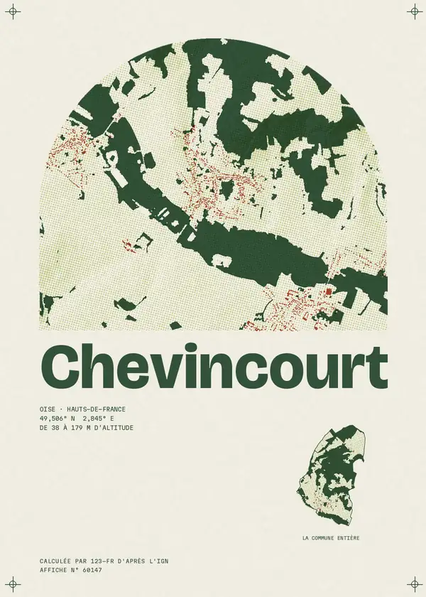 Affiche de Chevincourt, calculée par 123-fr d'après l'IGN
