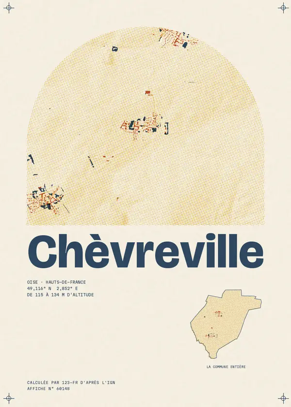 Affiche de Chèvreville, calculée par 123-fr d'après l'IGN