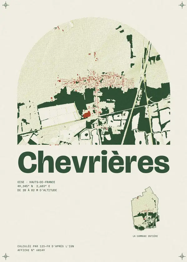 Affiche de Chevrières, calculée par 123-fr d'après l'IGN