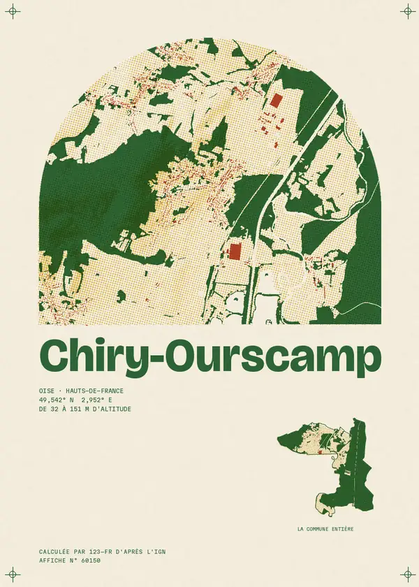 Affiche de Chiry-Ourscamp, calculée par 123-fr d'après l'IGN