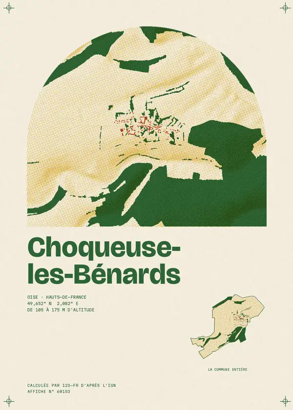 Affiche de Choqueuse-les-Bénards, calculée par 123-fr d'après l'IGN