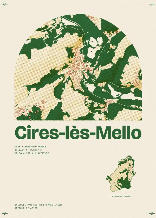 Affiche de Cires-lès-Mello, calculée par 123-fr d'après l'IGN