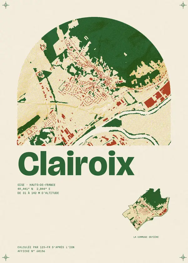 Affiche de Clairoix, calculée par 123-fr d'après l'IGN