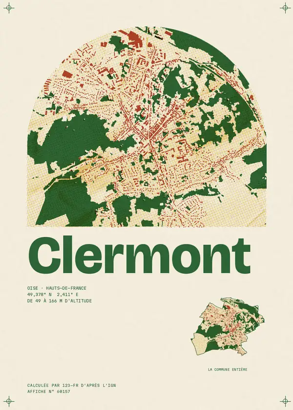 Affiche de Clermont, calculée par 123-fr d'après l'IGN