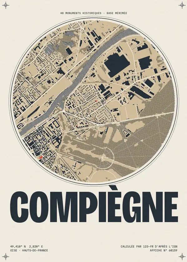 Affiche de Compiègne, calculée par 123-fr d'après l'IGN