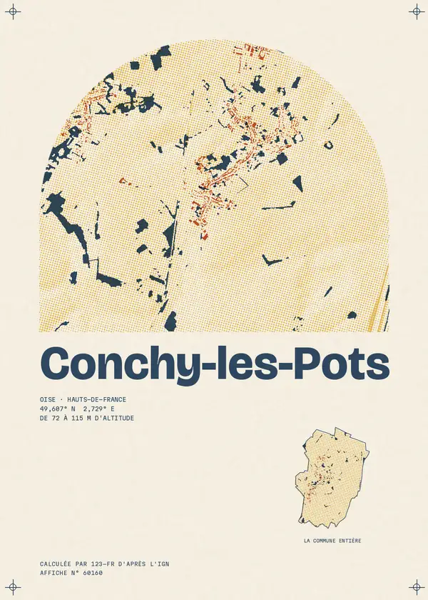 Affiche de Conchy-les-Pots, calculée par 123-fr d'après l'IGN