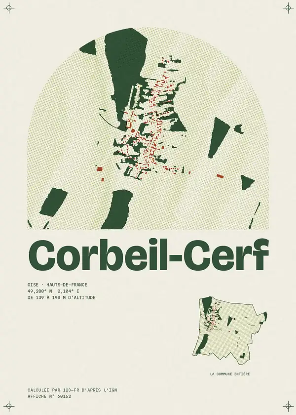 Affiche de Corbeil-Cerf, calculée par 123-fr d'après l'IGN