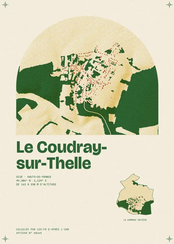 Affiche de Le Coudray-sur-Thelle, calculée par 123-fr d'après l'IGN