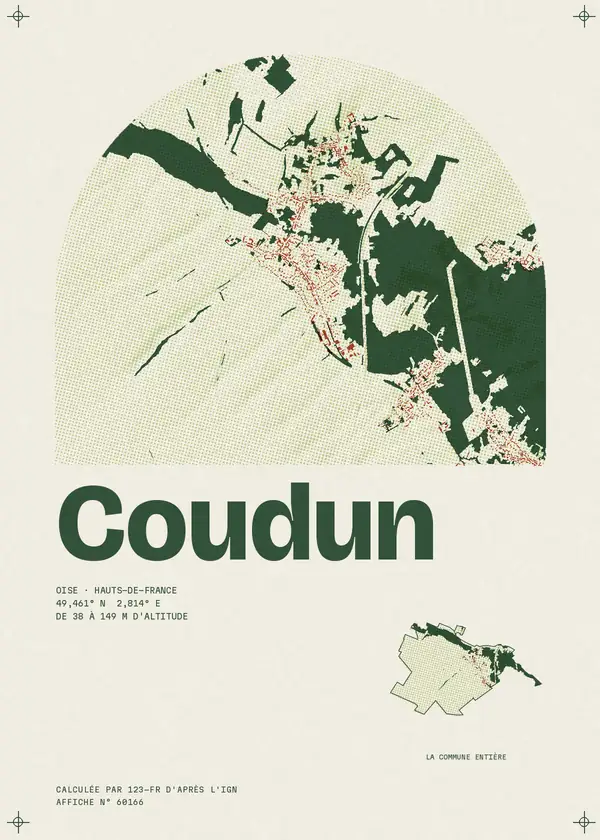 Affiche de Coudun, calculée par 123-fr d'après l'IGN