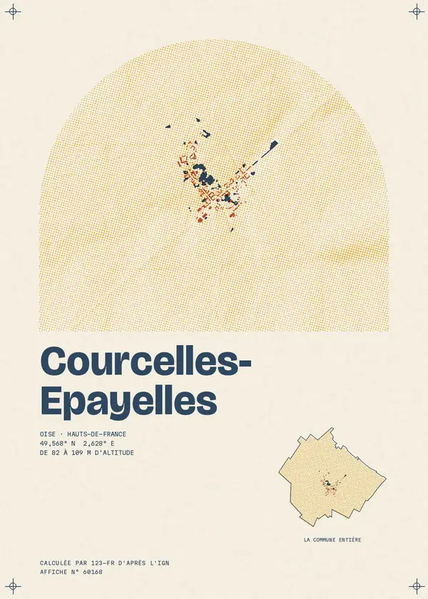 Affiche de Courcelles-Epayelles, calculée par 123-fr d'après l'IGN