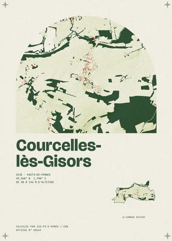 Affiche de Courcelles-lès-Gisors, calculée par 123-fr d'après l'IGN