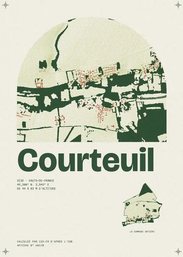 Affiche de Courteuil, calculée par 123-fr d'après l'IGN
