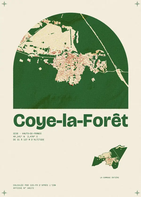 Affiche de Coye-la-Forêt, calculée par 123-fr d'après l'IGN