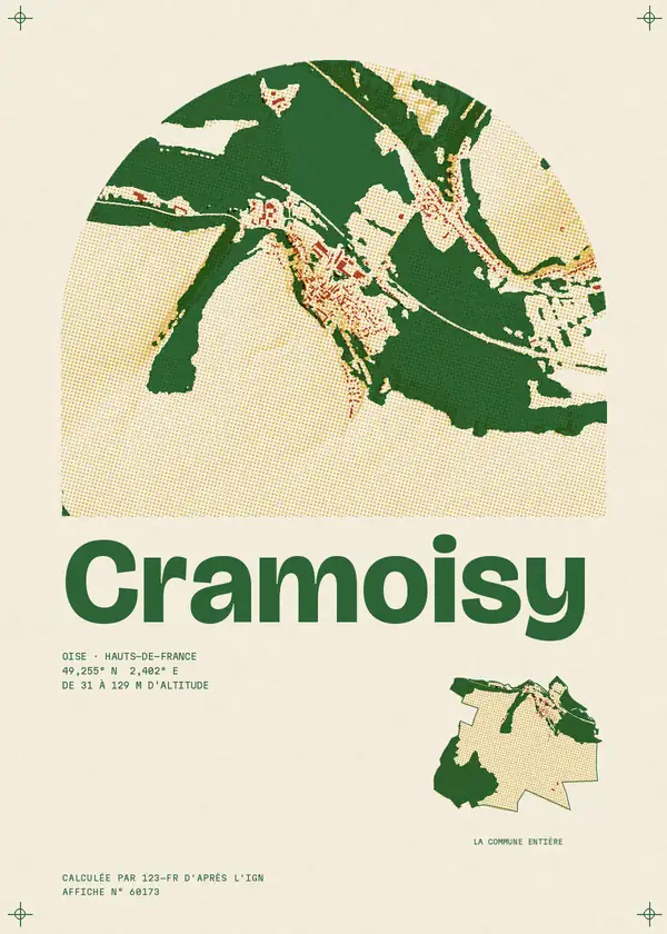 Affiche de Cramoisy, calculée par 123-fr d'après l'IGN