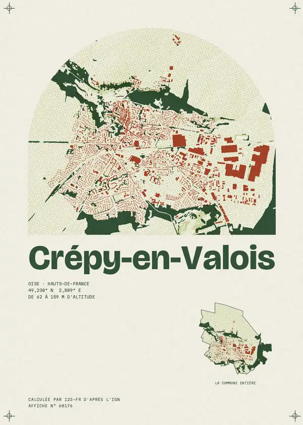 Affiche de Crépy-en-Valois, calculée par 123-fr d'après l'IGN