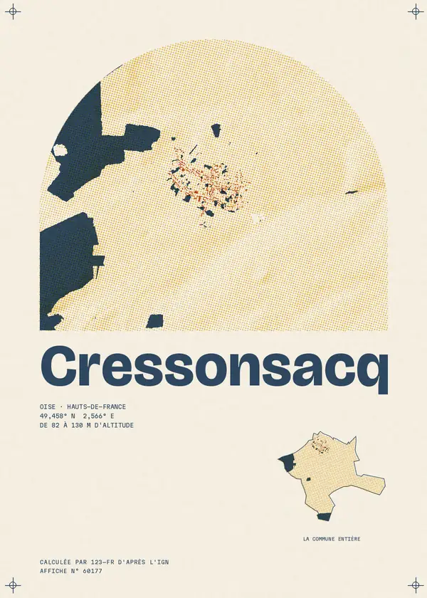 Affiche de Cressonsacq, calculée par 123-fr d'après l'IGN
