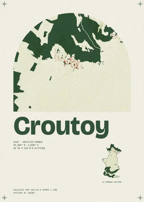 Affiche de Croutoy, calculée par 123-fr d'après l'IGN