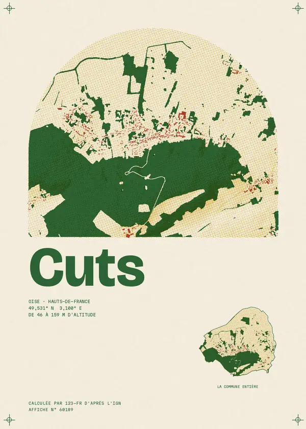 Affiche de Cuts, calculée par 123-fr d'après l'IGN