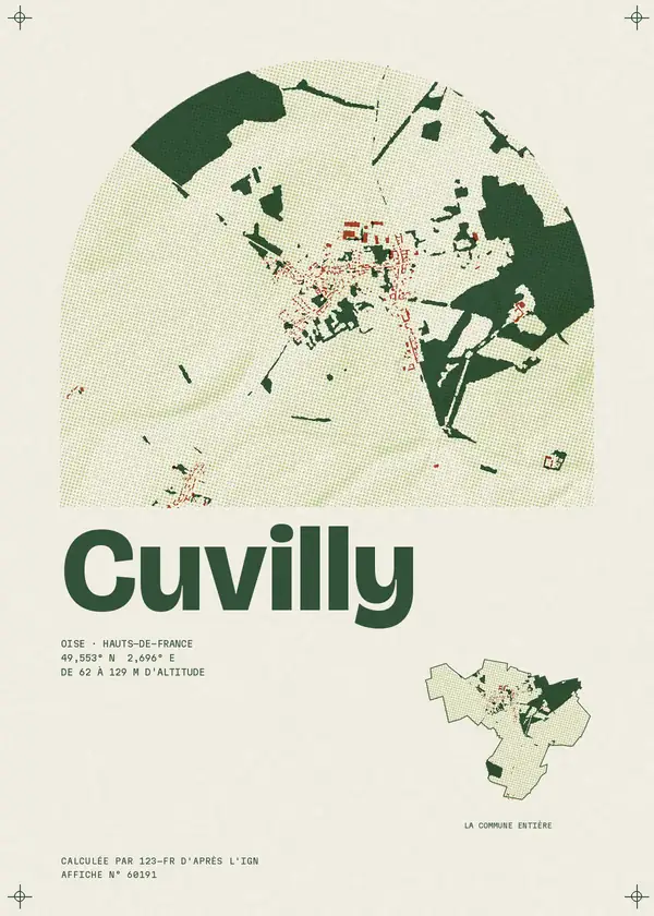 Affiche de Cuvilly, calculée par 123-fr d'après l'IGN