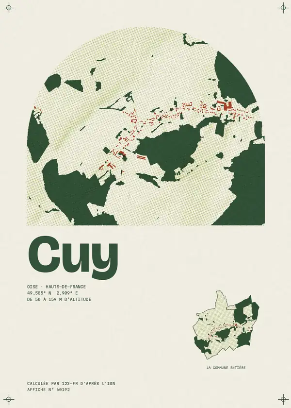 Affiche de Cuy, calculée par 123-fr d'après l'IGN